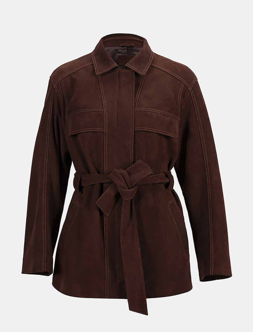 Kadın Bordo Fermuarlı Süet Trençkot Kadın Bordo Fermuarlı Süet Trençkot