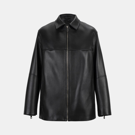 Kadın Siyah Gömlek Yakalı Deri Ceket Kadın Siyah Gömlek Yakalı Deri Ceket