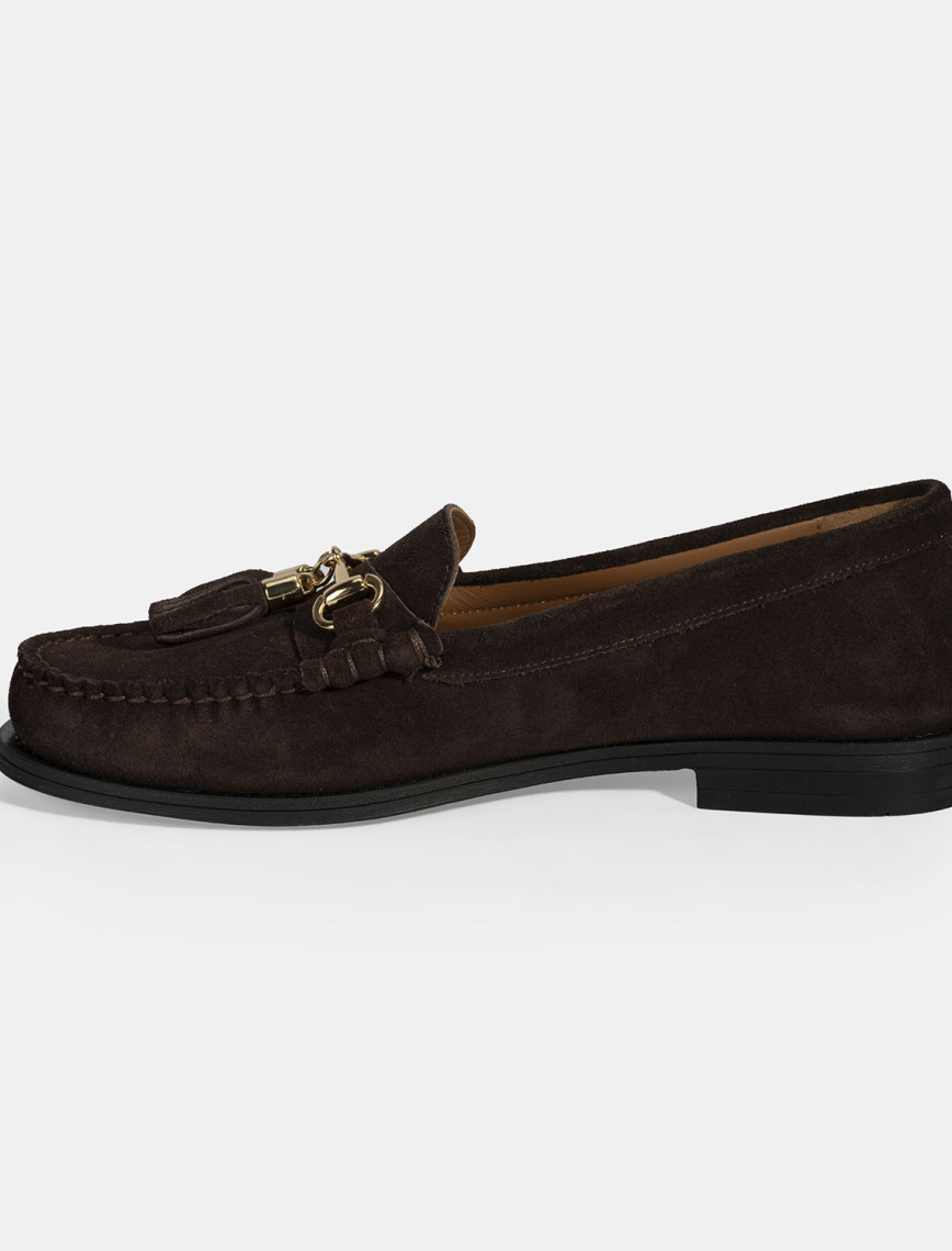 Kadın Kahve Püskül Aksesuarlı Süet Loafer Kadın Kahve Püskül Aksesuarlı Süet Loafer