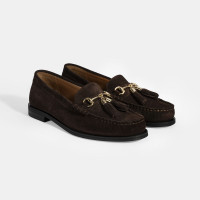 Kadın Kahve Püskül Aksesuarlı Süet Loafer Kadın Kahve Püskül Aksesuarlı Süet Loafer