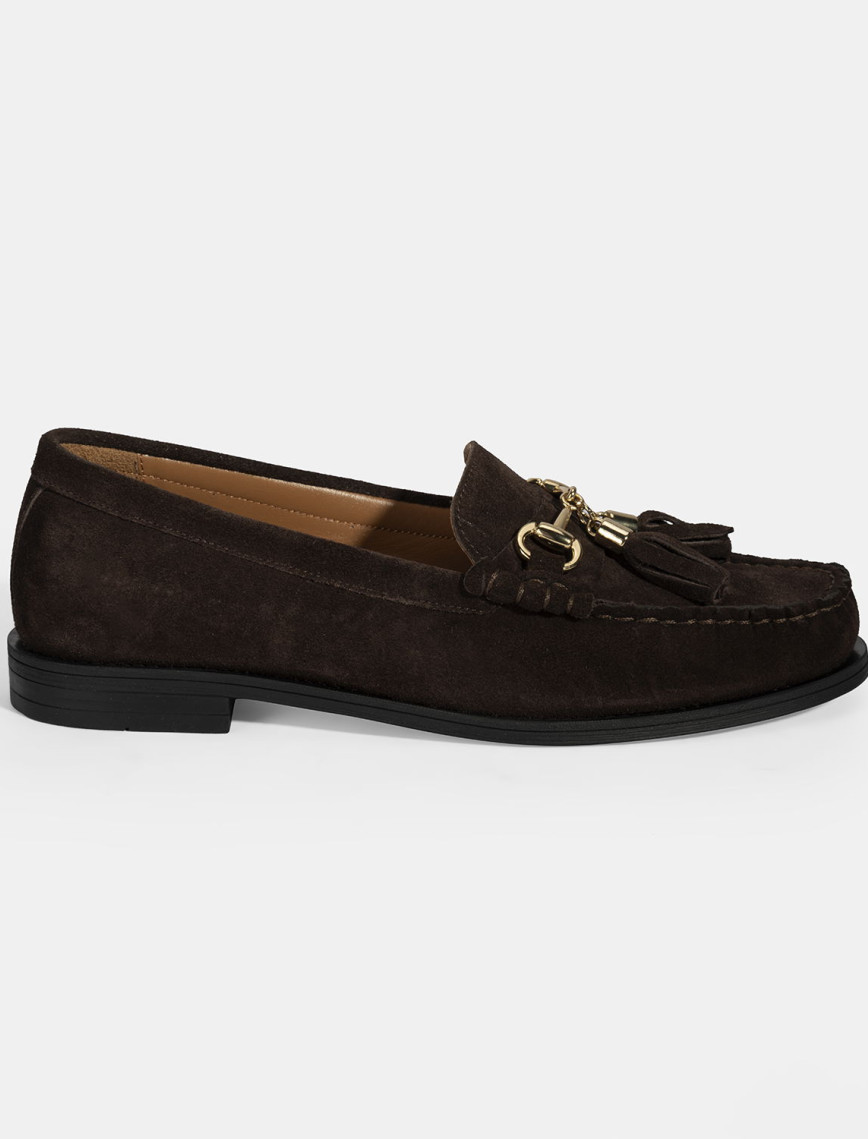 Kadın Kahve Püskül Aksesuarlı Süet Loafer Kadın Kahve Püskül Aksesuarlı Süet Loafer