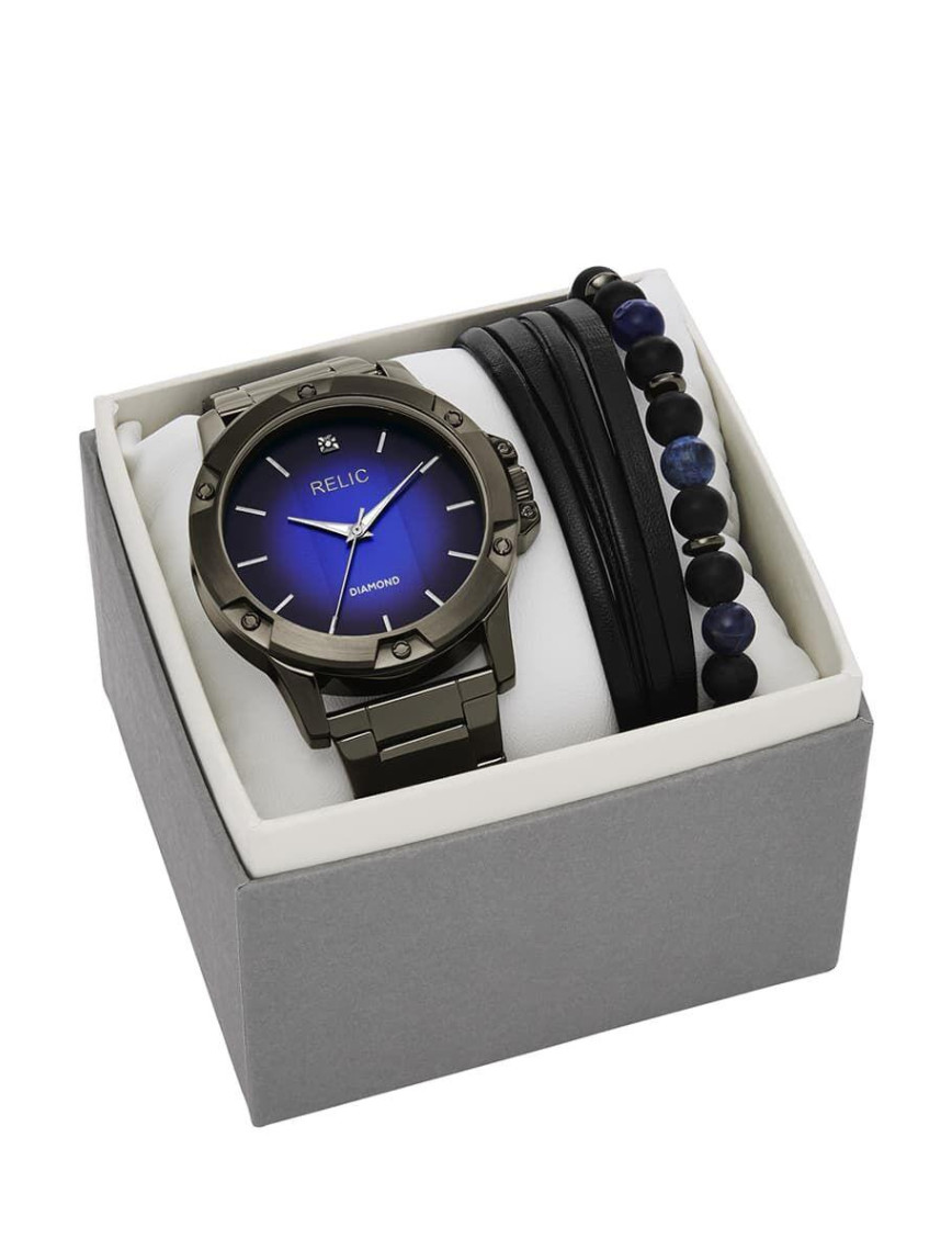 RELIC RL-ZR97009 Pırlantalı Erkek Kol Saati ve Bileklik Seti