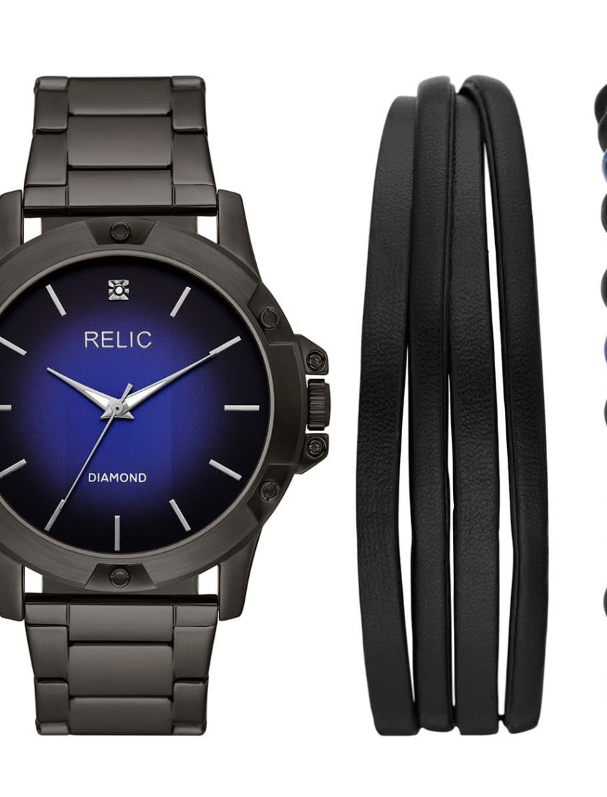 RELIC RL-ZR97009 Pırlantalı Erkek Kol Saati ve Bileklik Seti