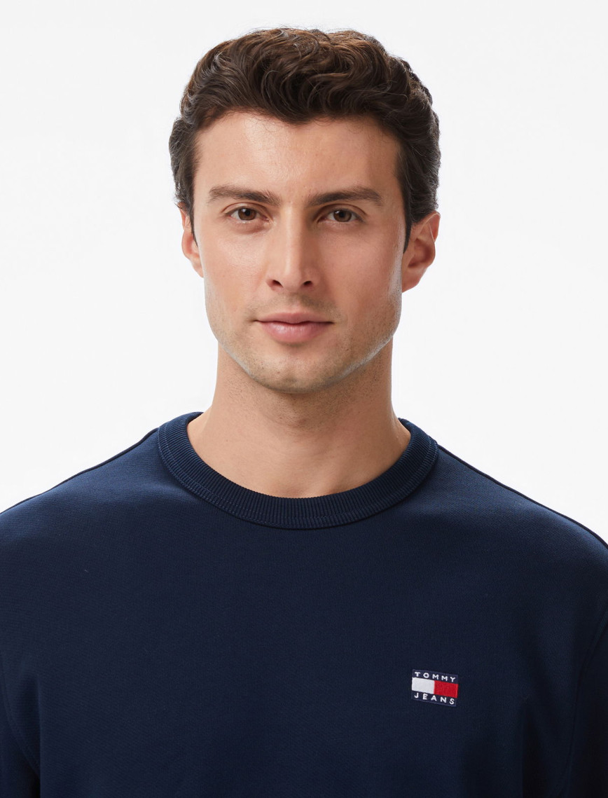 Tommy Jeans Regular Badge Erkek Mavi Sweatshirt Tommy Jeans Regular Badge Erkek Mavi Sweatshirt