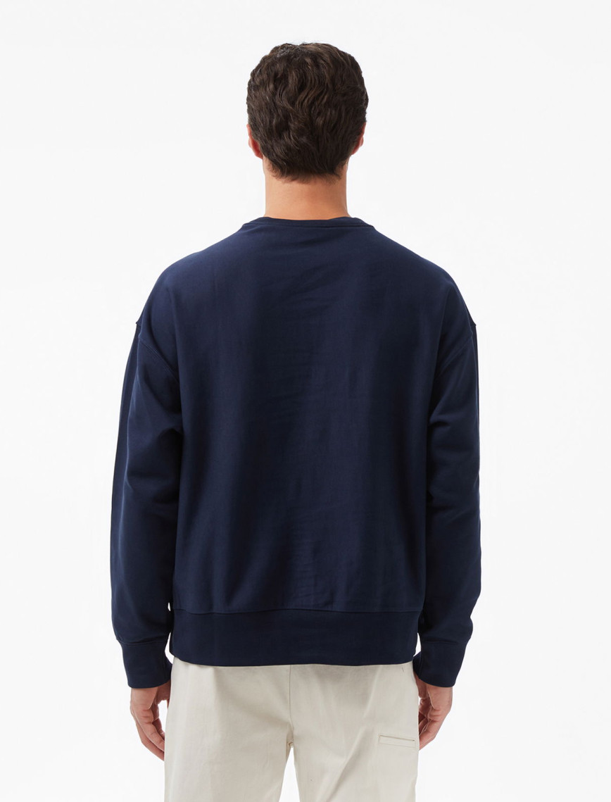 Calvin Klein Premium Terry Monogram Erkek Mavi Sweatshirt