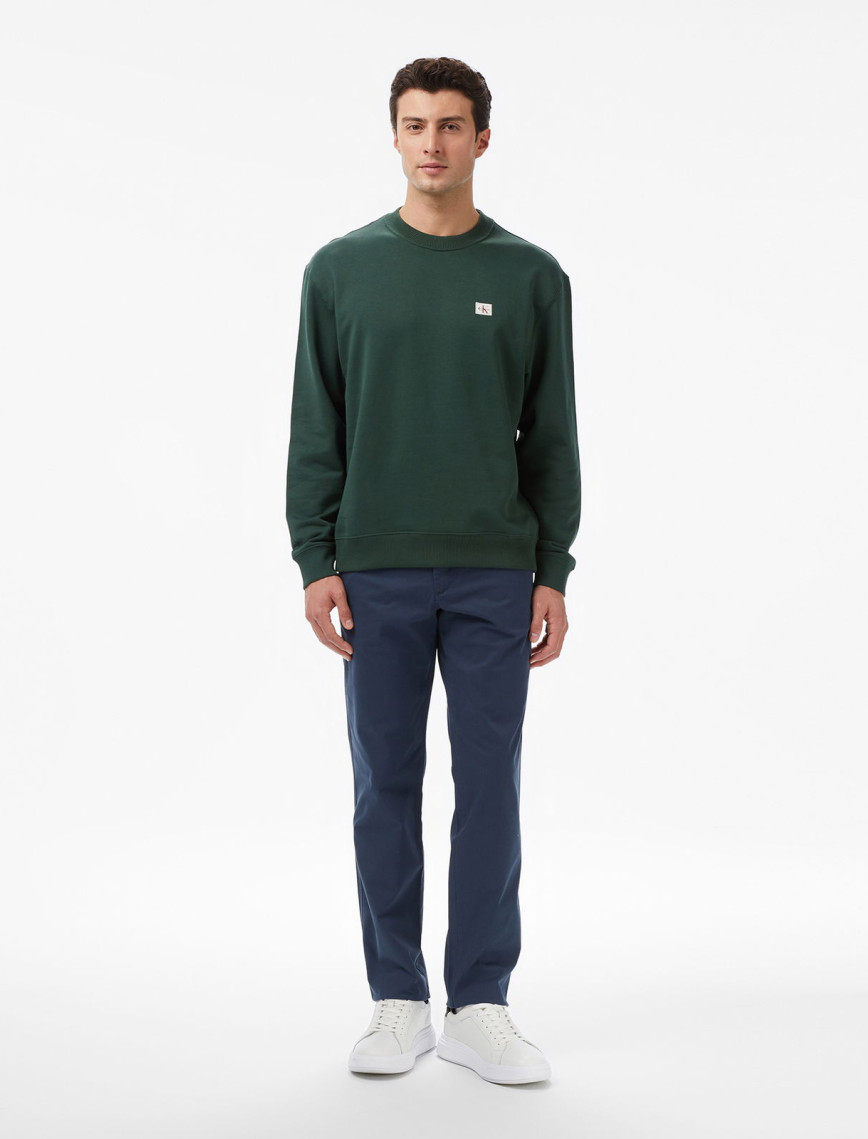 Calvin Klein Terry Badge Erkek Yeşil Sweatshirt