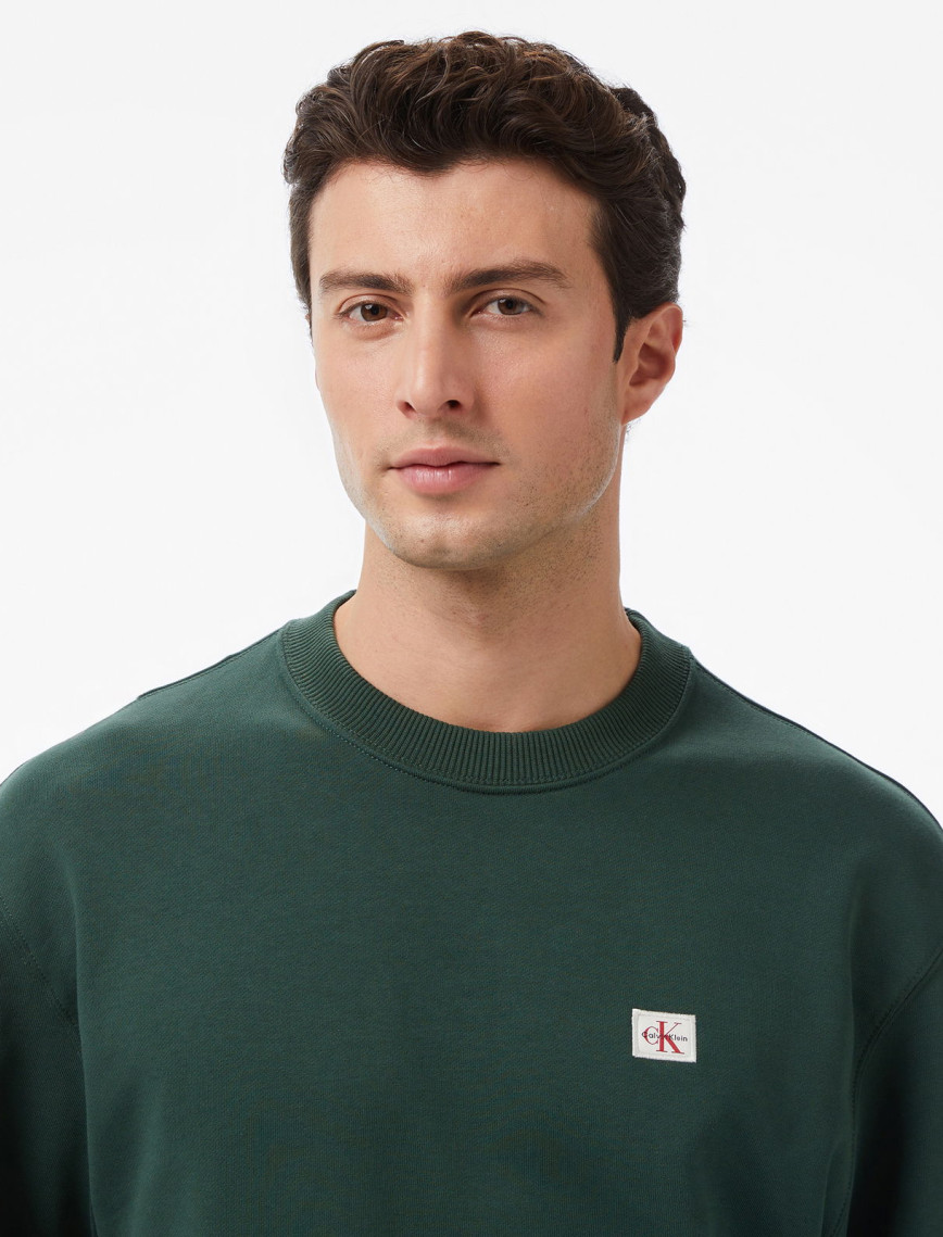 Calvin Klein Terry Badge Erkek Yeşil Sweatshirt