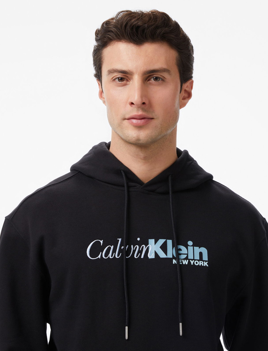 Calvin Klein Terry Cursive Graphic Erkek Siyah Sweatshirt Calvin Klein Terry Cursive Graphic Erkek Siyah Sweatshirt
