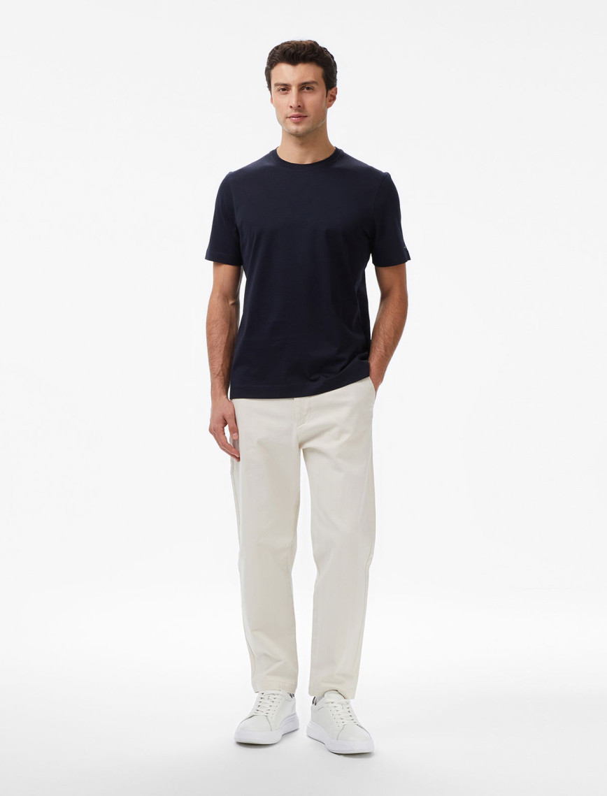 Tommy Hilfiger Mercerised Cotton Erkek Mavi T-Shirt Tommy Hilfiger Mercerised Cotton Erkek Mavi T-Shirt