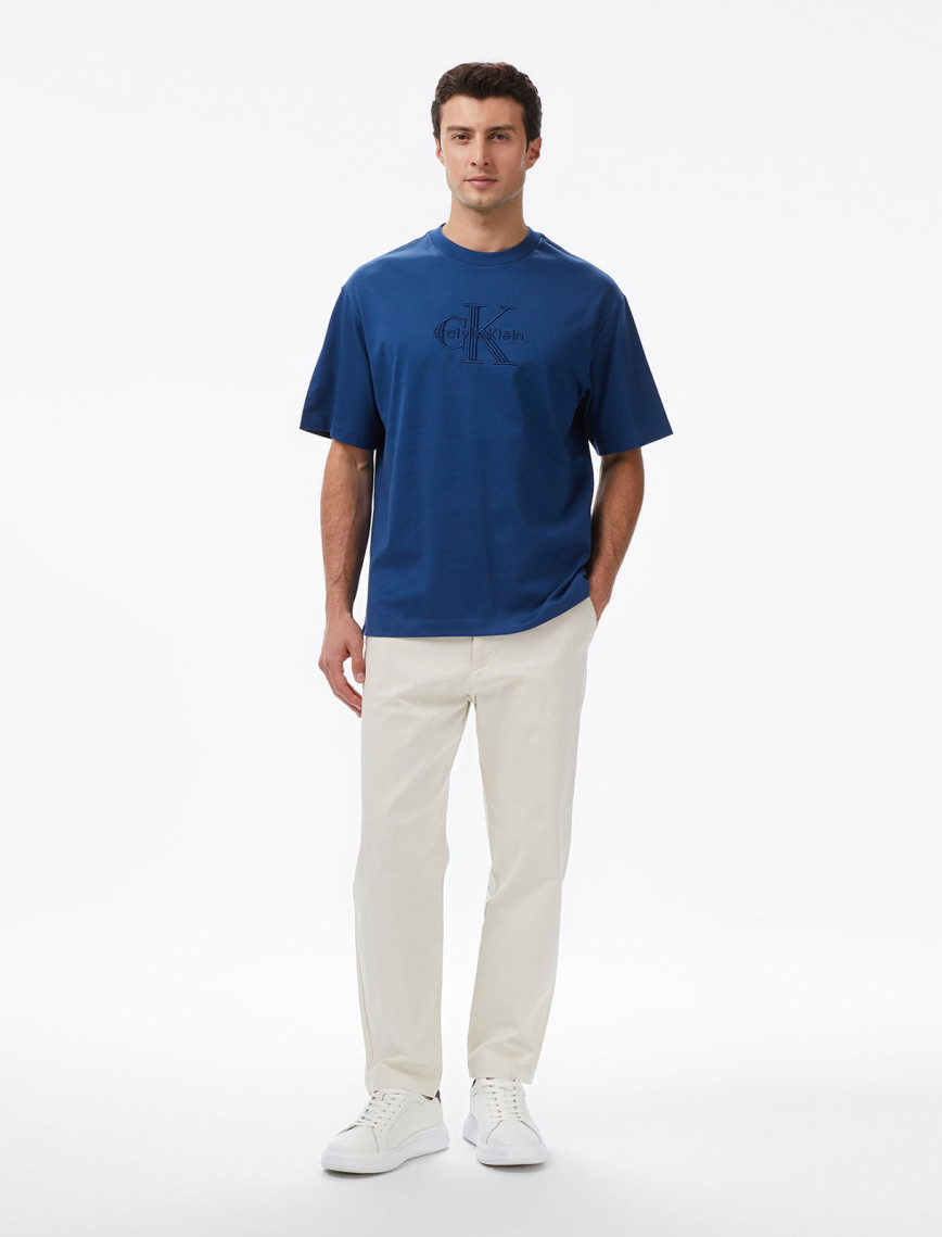 Calvin Klein Jersey Erkek Mavi T-Shirt Calvin Klein Jersey Erkek Mavi T-Shirt