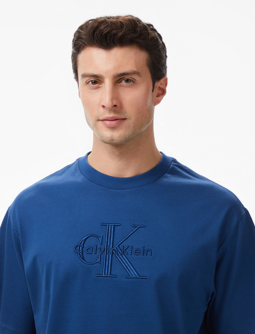 Calvin Klein Jersey Erkek Mavi T-Shirt Calvin Klein Jersey Erkek Mavi T-Shirt