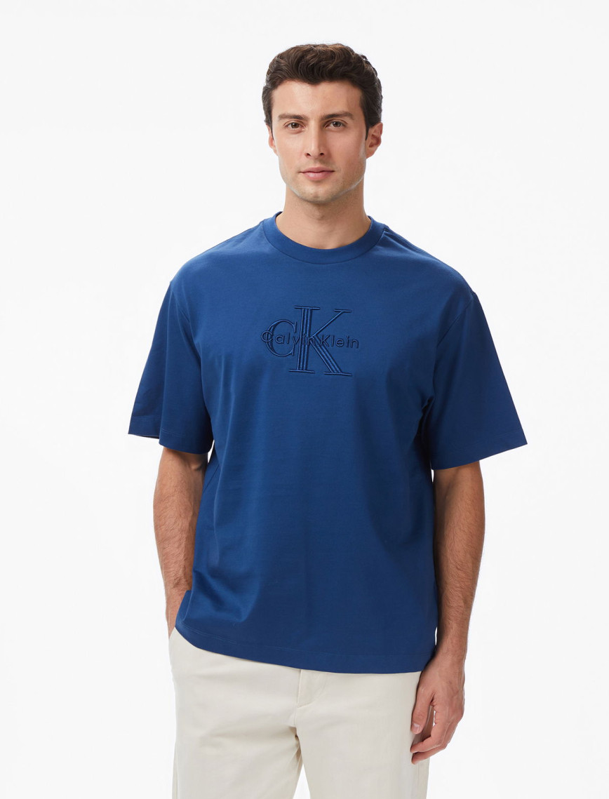 Calvin Klein Jersey Erkek Mavi T-Shirt Calvin Klein Jersey Erkek Mavi T-Shirt