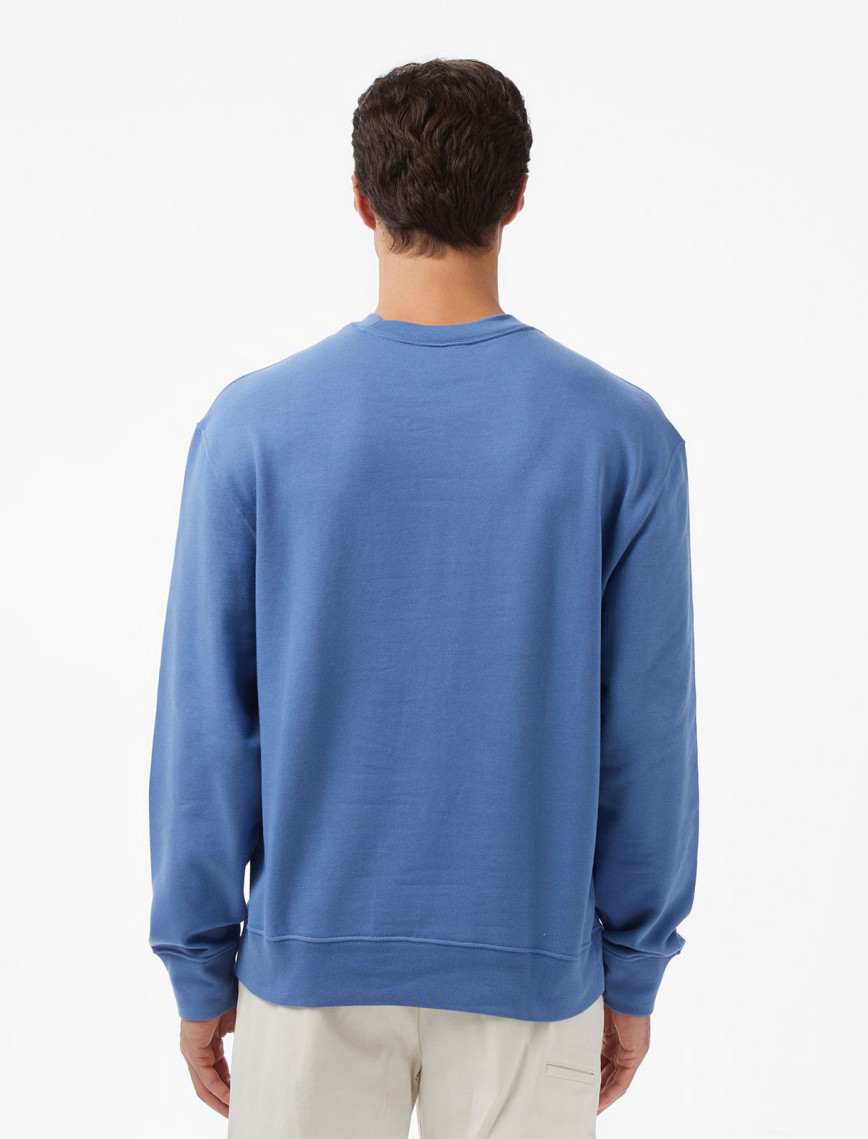Calvin Klein Terry Badge Erkek Mavi Sweatshirt
