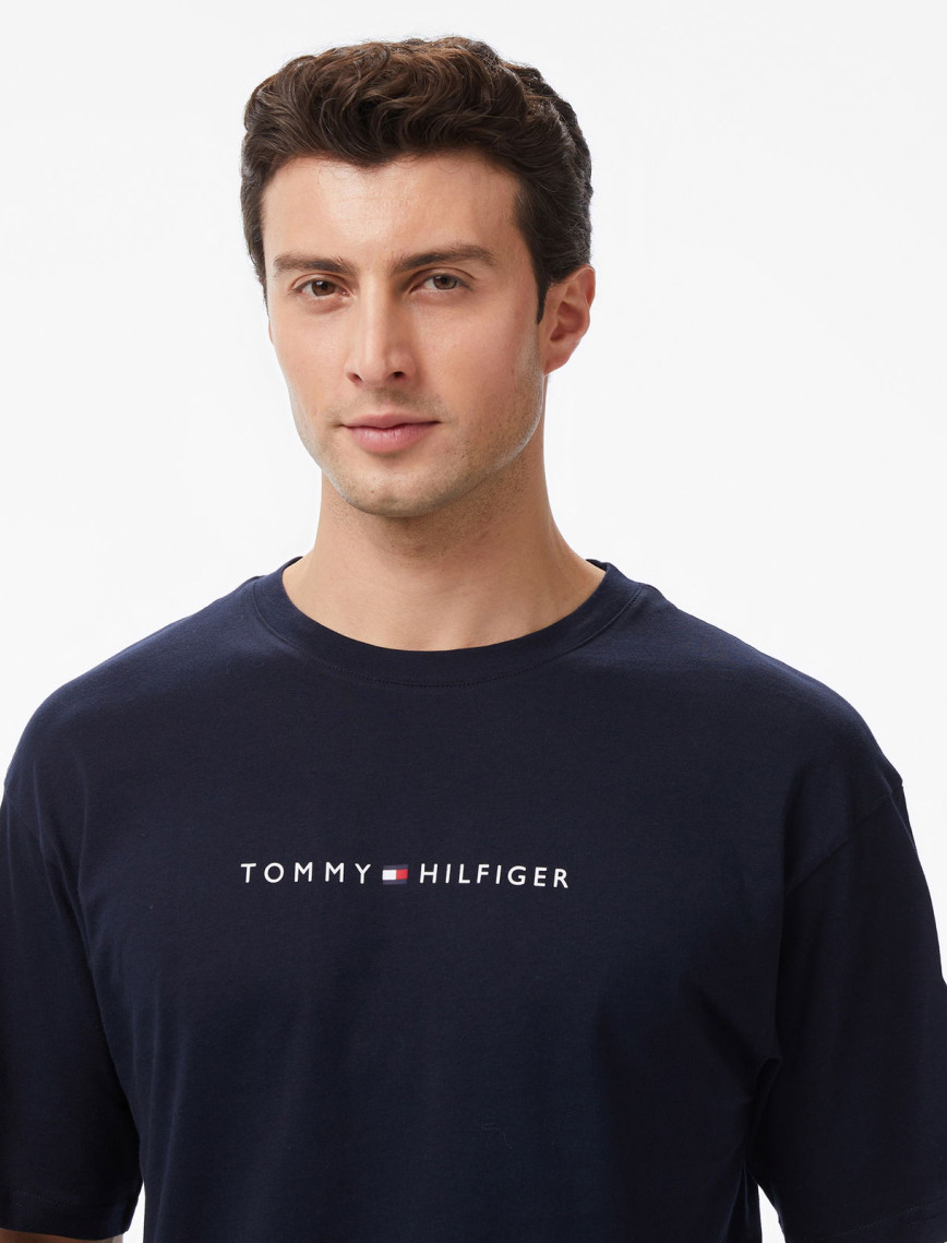 Tommy Hilfiger Logo Erkek Mavi T-Shirt Tommy Hilfiger Logo Erkek Mavi T-Shirt