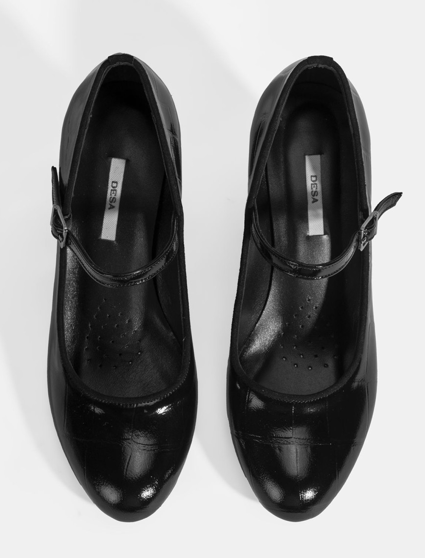 Kadın Siyah Ayarlanabilir Metal Tokalı Mary Jane Topuklu Ayakkabı Kadın Siyah Ayarlanabilir Metal Tokalı Mary Jane Topuklu Ayakkabı