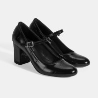 Kadın Siyah Ayarlanabilir Metal Tokalı Mary Jane Topuklu Ayakkabı Kadın Siyah Ayarlanabilir Metal Tokalı Mary Jane Topuklu Ayakkabı