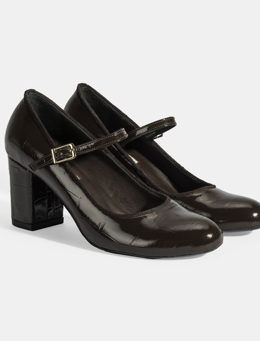 Kadın Siyah Ayarlanabilir Metal Tokalı Mary Jane Topuklu Ayakkabı Kadın Siyah Ayarlanabilir Metal Tokalı Mary Jane Topuklu Ayakkabı