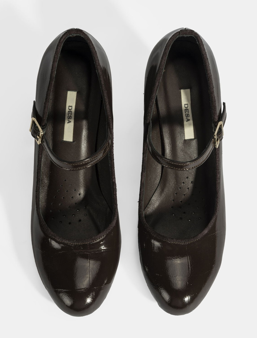 Kadın Kahve Ayarlanabilir Metal Tokalı Mary Jane Topuklu Ayakkabı Kadın Kahve Ayarlanabilir Metal Tokalı Mary Jane Topuklu Ayakkabı