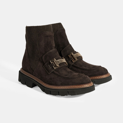 Luca Grossi Kadın Kahve Toka Detaylı Süet Chelsea Bot