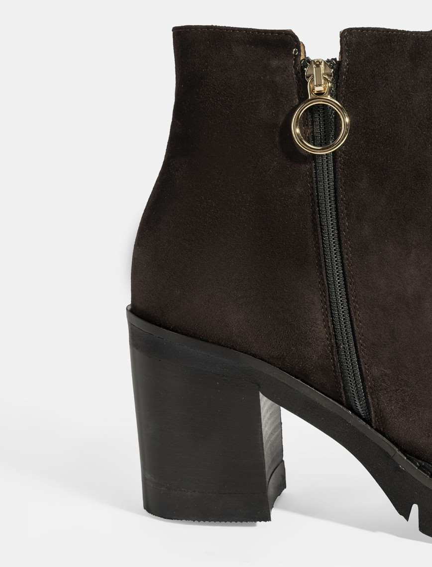 Luca Grossi Kadın Kahve Fermuarlı Kalın Topuklu Süet Bot Luca Grossi Kadın Kahve Fermuarlı Kalın Topuklu Süet Bot