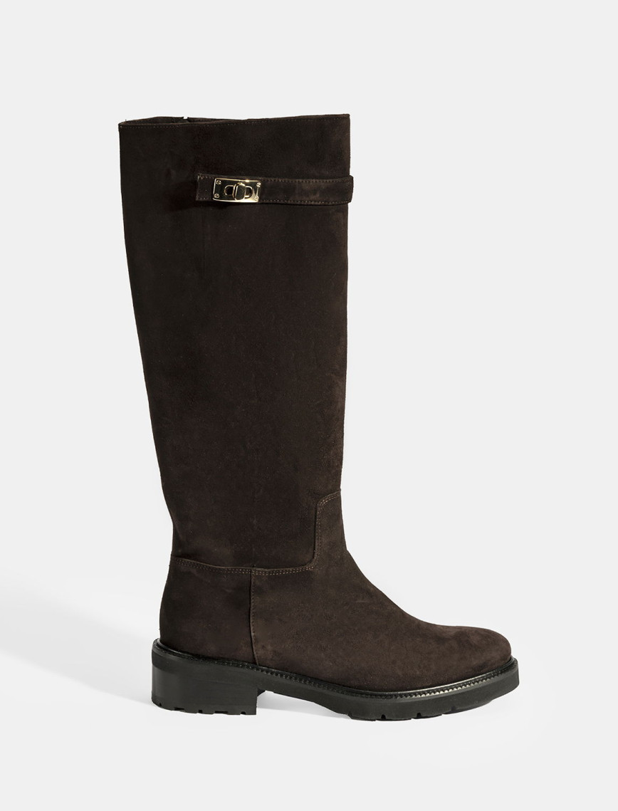 Luca Grossi Kadın Kahve Metal Kilit Detaylı Süet Çizme Luca Grossi Kadın Kahve Metal Kilit Detaylı Süet Çizme