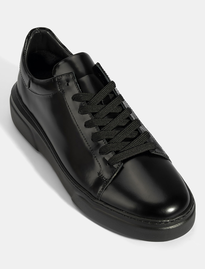 Erkek Siyah Bağcıklı Deri Günlük Ayakkabı Erkek Siyah Bağcıklı Deri Günlük Ayakkabı