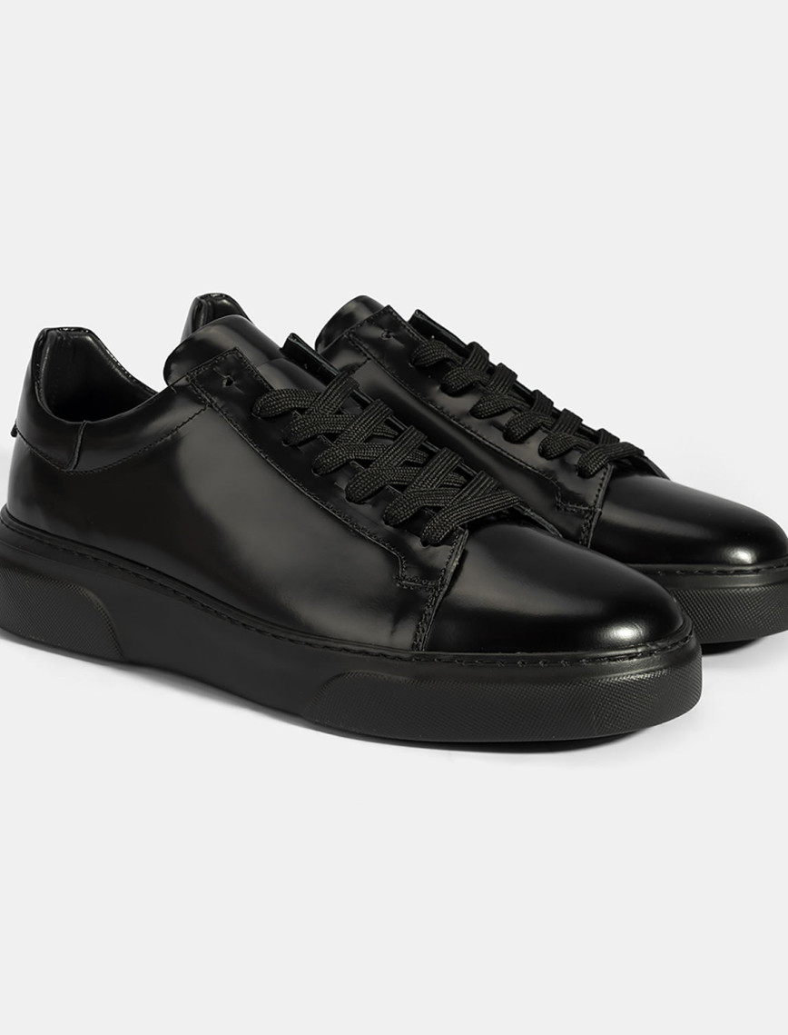 Erkek Siyah Bağcıklı Deri Günlük Ayakkabı Erkek Siyah Bağcıklı Deri Günlük Ayakkabı