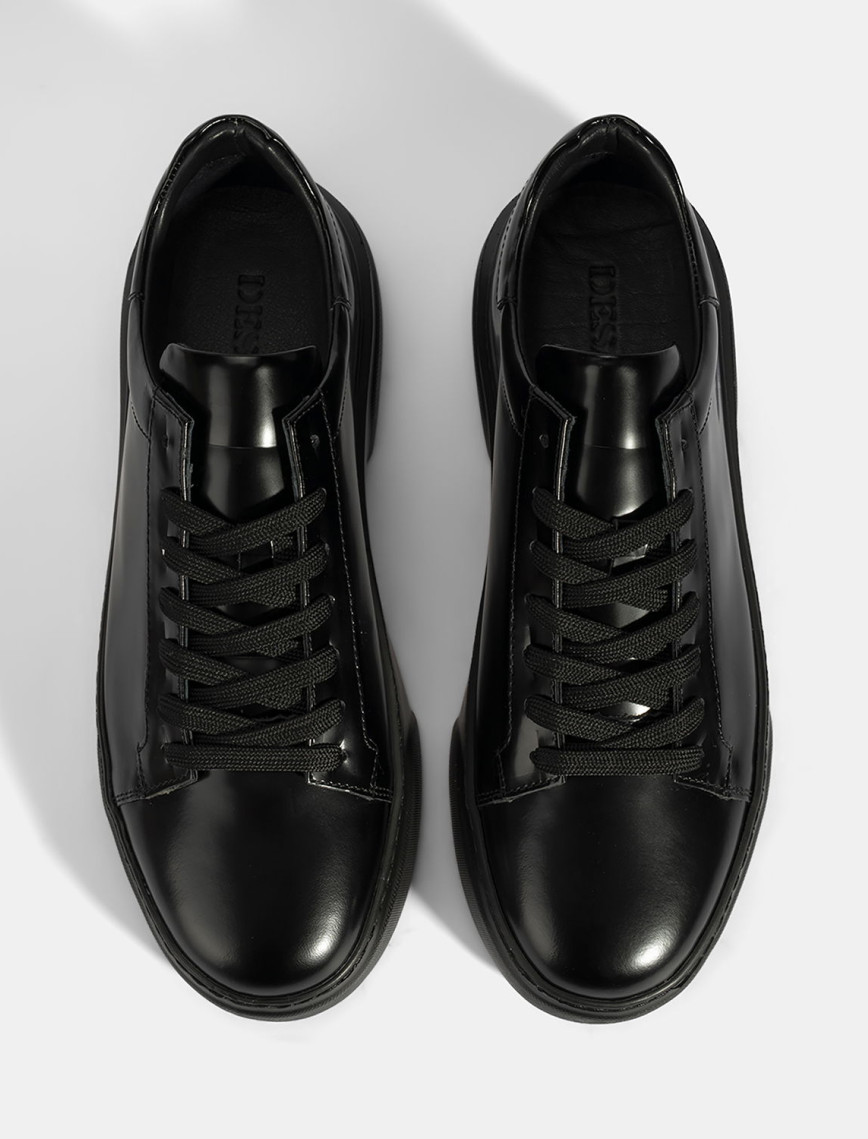 Erkek Siyah Bağcıklı Deri Günlük Ayakkabı Erkek Siyah Bağcıklı Deri Günlük Ayakkabı