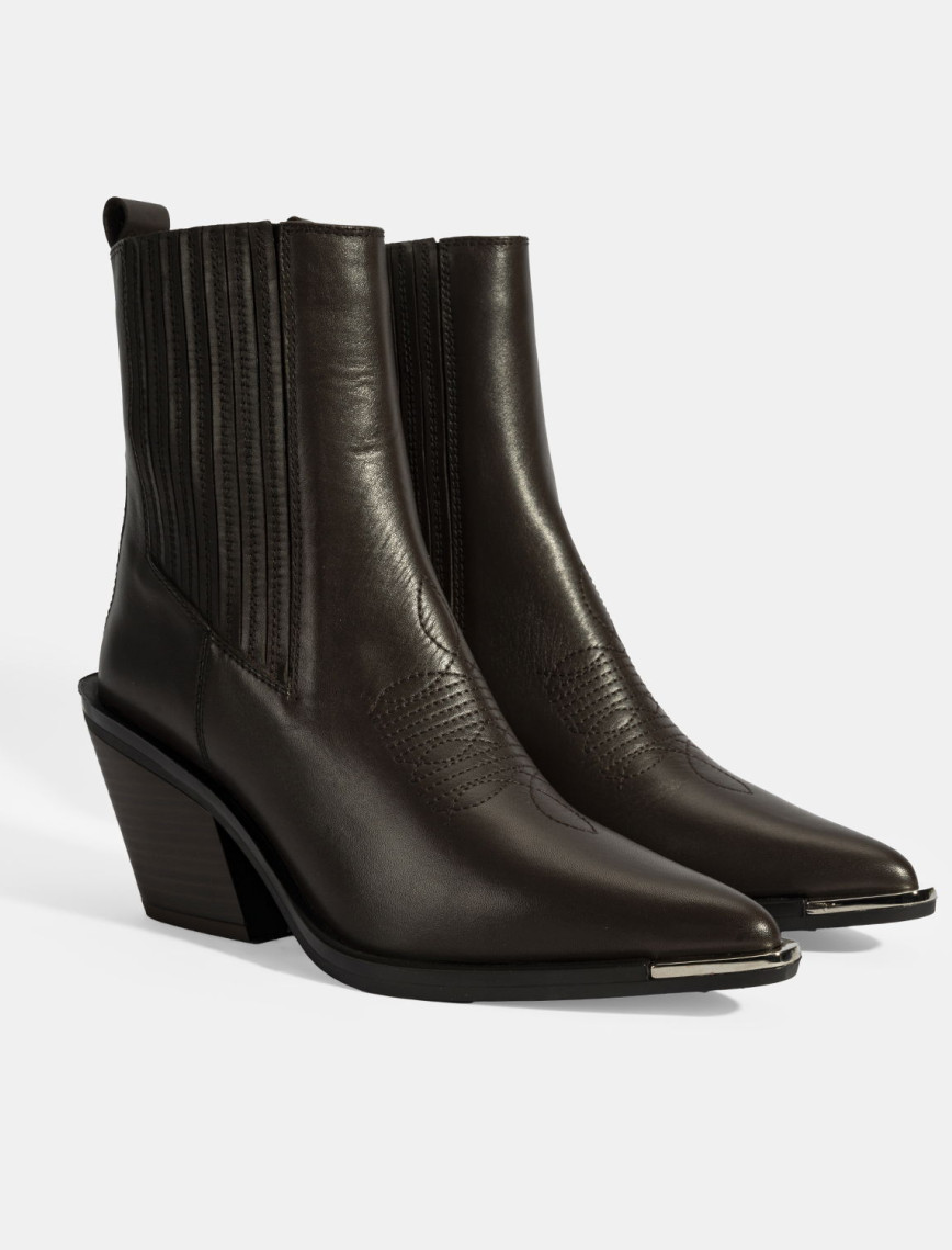 Kadın Kahve Kalın Topuklu Deri Bot Kadın Kahve Kalın Topuklu Deri Bot