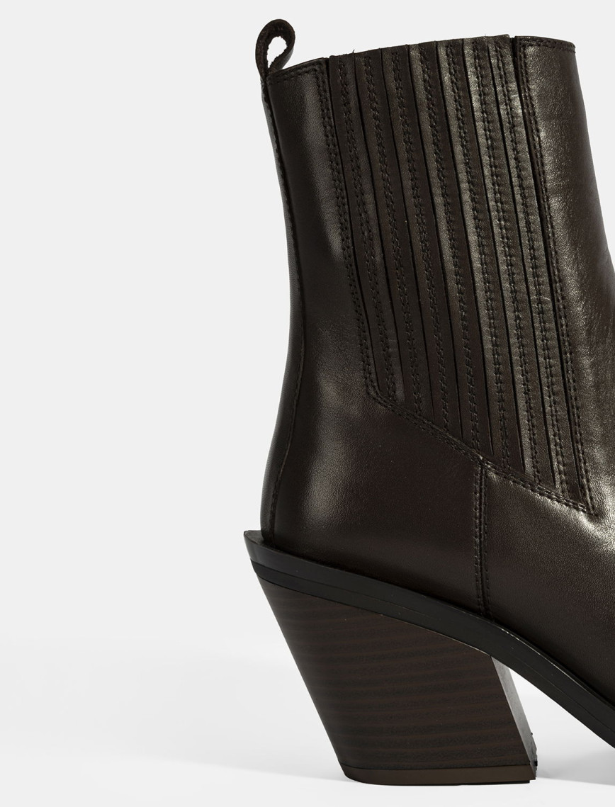 Kadın Kahve Kalın Topuklu Deri Bot Kadın Kahve Kalın Topuklu Deri Bot