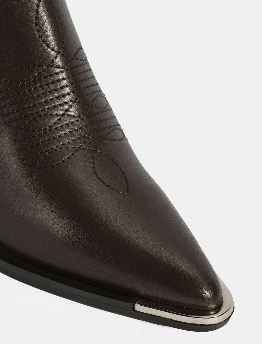 Kadın Kahve Kalın Topuklu Deri Bot Kadın Kahve Kalın Topuklu Deri Bot