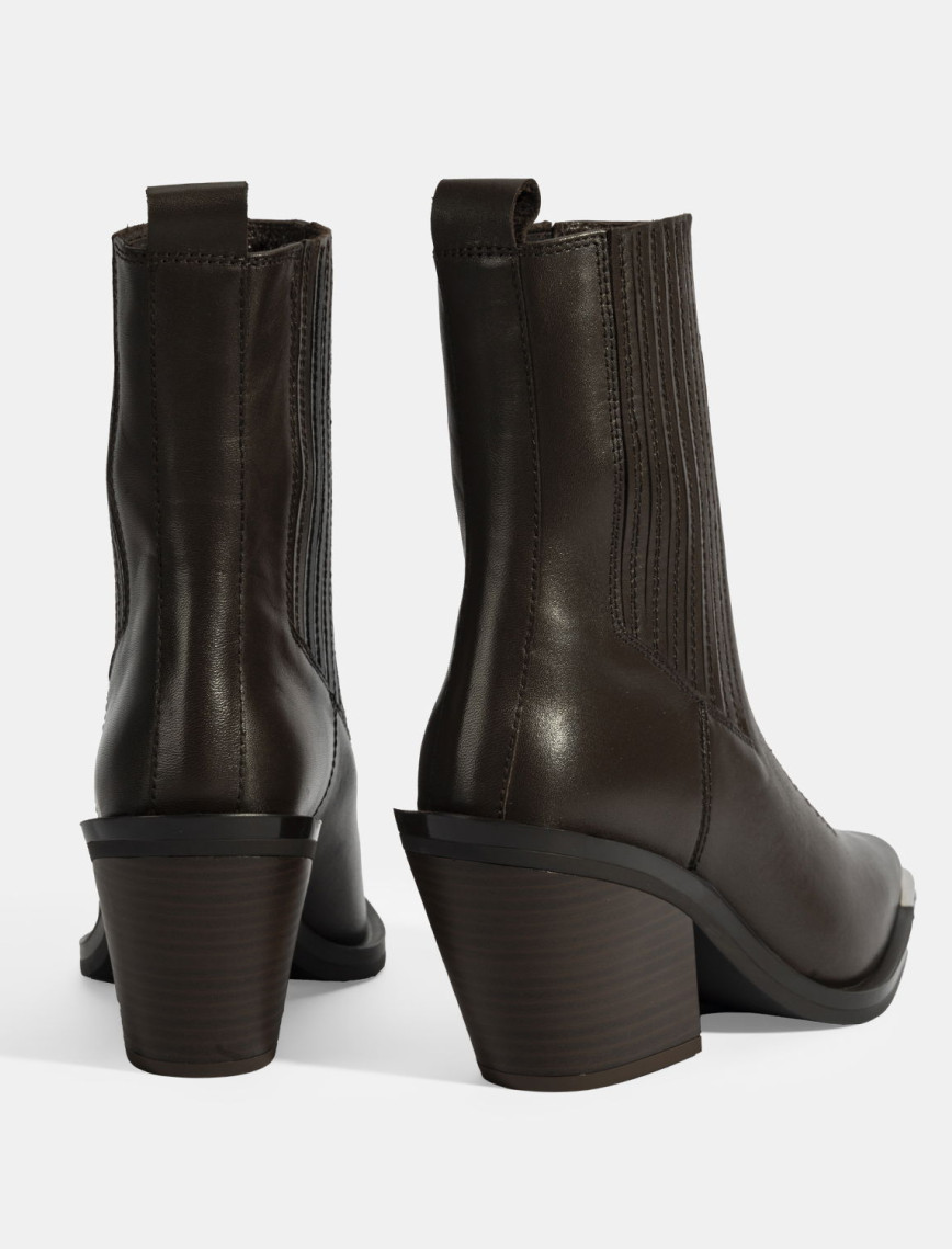 Kadın Kahve Kalın Topuklu Deri Bot Kadın Kahve Kalın Topuklu Deri Bot