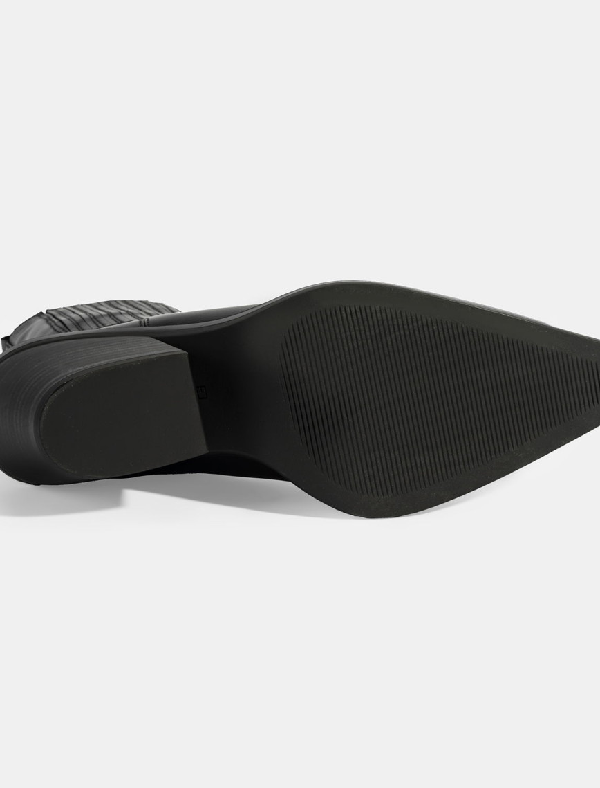 Kadın Siyah Kalın Topuklu Deri Bot Kadın Siyah Kalın Topuklu Deri Bot