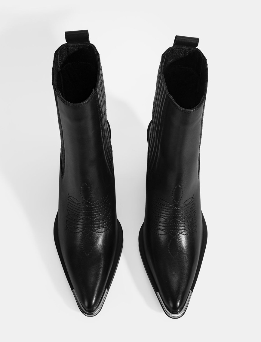 Kadın Siyah Kalın Topuklu Deri Bot Kadın Siyah Kalın Topuklu Deri Bot