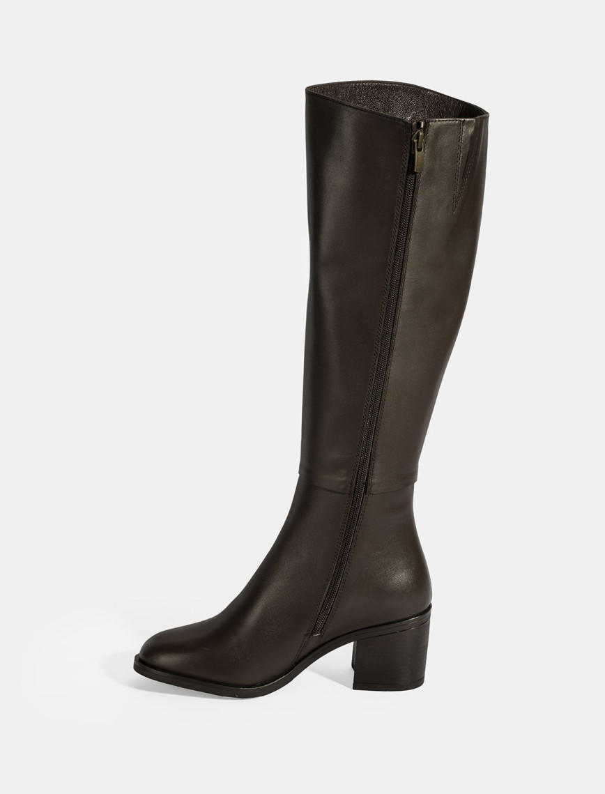 Kadın Kahve Kalın Topuklu Deri Çizme Kadın Kahve Kalın Topuklu Deri Çizme