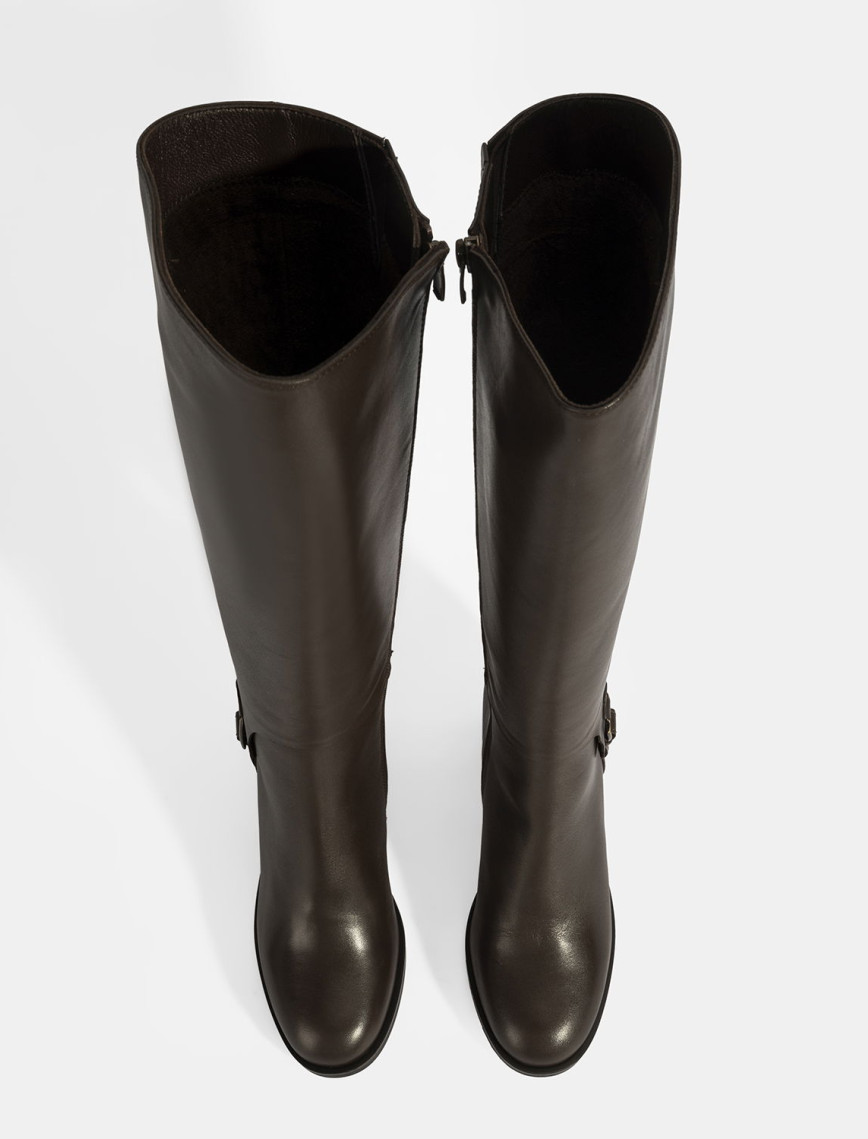 Kadın Kahve Kalın Topuklu Deri Çizme Kadın Kahve Kalın Topuklu Deri Çizme