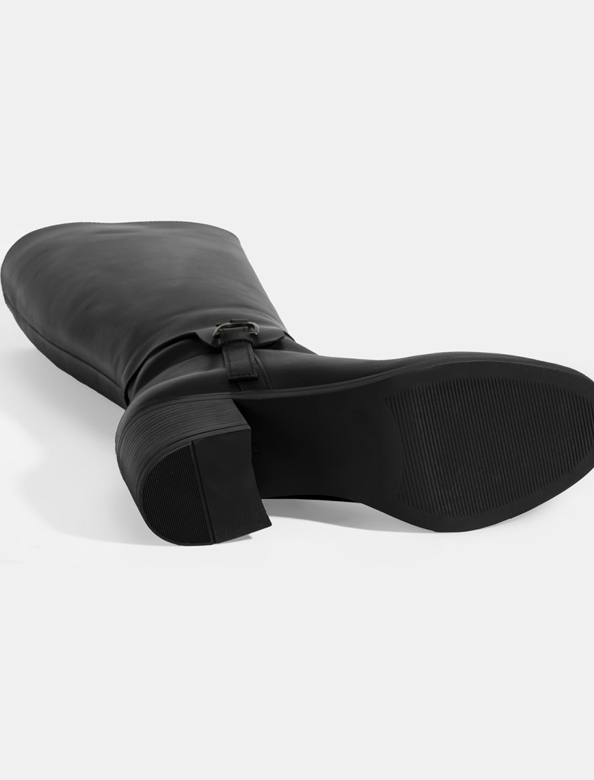 Kadın Siyah Kalın Topuklu Deri Çizme Kadın Siyah Kalın Topuklu Deri Çizme