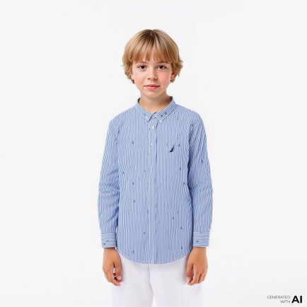 Nautica Erkek Çocuk Mavi Classic Fit Çizgili Gömlek Nautica Erkek Çocuk Mavi Classic Fit Çizgili Gömlek