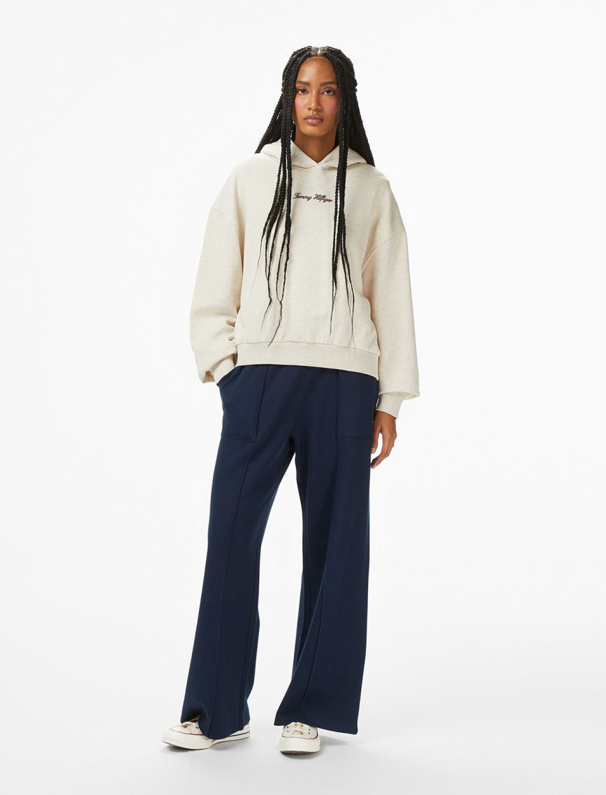 Tommy Hilfiger Classic Script Kadın Bej Hoodie Tommy Hilfiger Classic Script Kadın Bej Hoodie