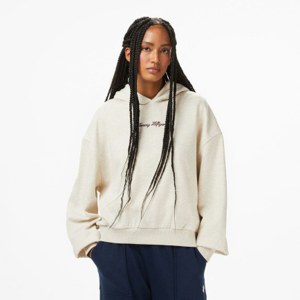 Tommy Hilfiger Classic Script Kadın Bej Hoodie Tommy Hilfiger Classic Script Kadın Bej Hoodie