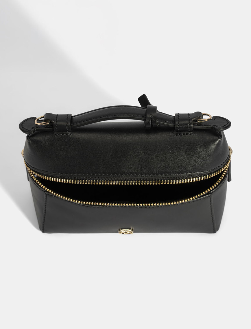 Kadın Siyah Mini Deri El Çantası Kadın Siyah Mini Deri El Çantası