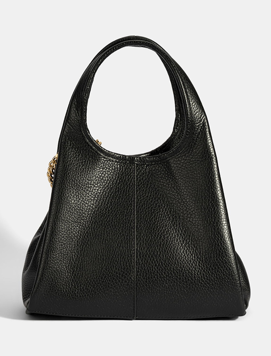 Kadın Siyah Charm Aksesuarlı Deri El Çantası Kadın Siyah Charm Aksesuarlı Deri El Çantası