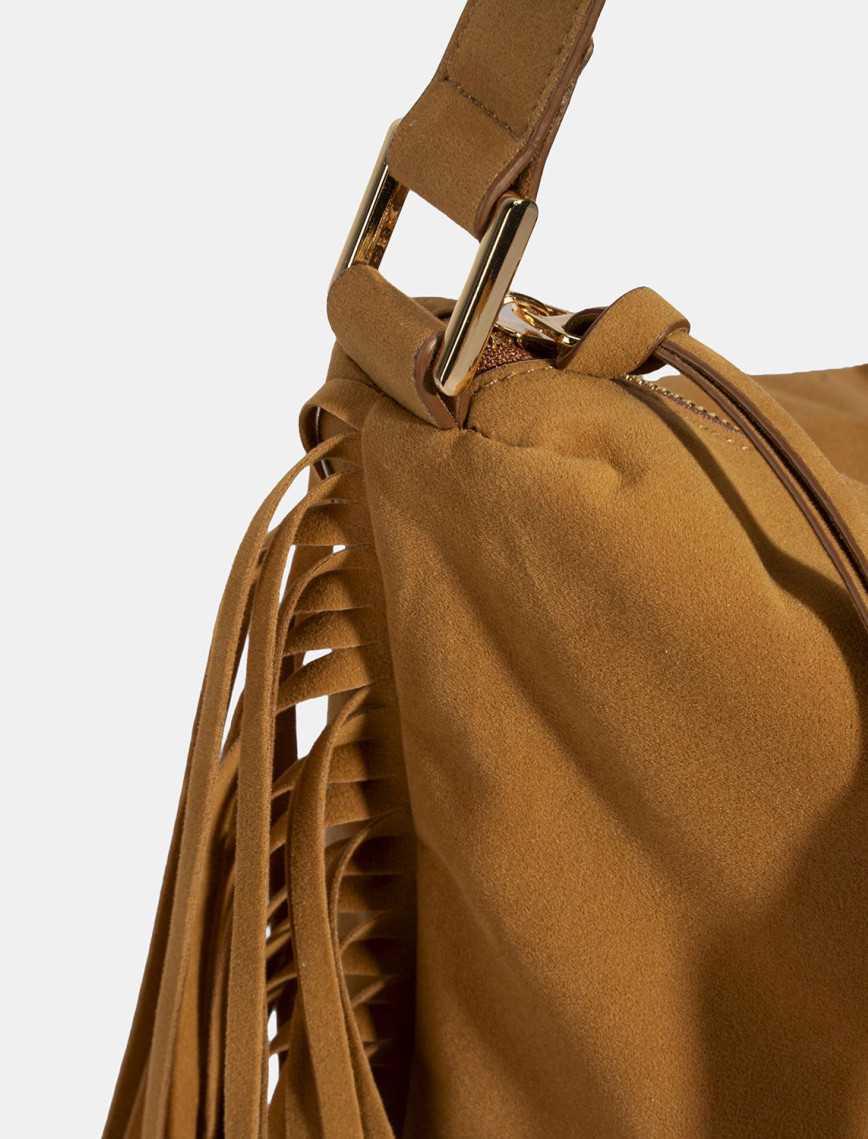 Kadın Taba Püskül Detaylı Süet Omuz Çantası Kadın Taba Püskül Detaylı Süet Omuz Çantası