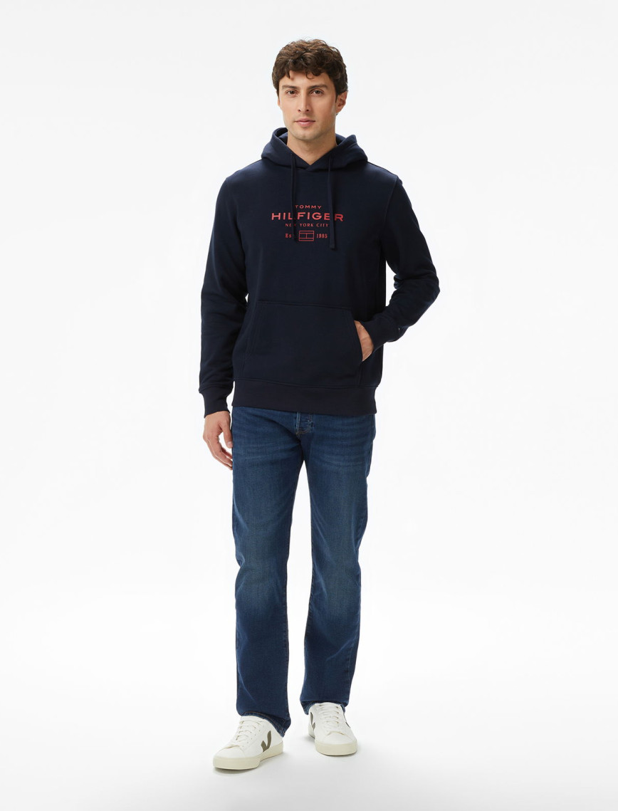 Tommy Hilfiger Oval Graphic Erkek Mavi Hoodie Tommy Hilfiger Oval Graphic Erkek Mavi Hoodie