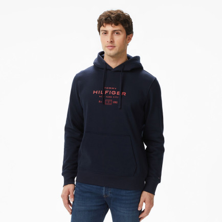 Tommy Hilfiger Oval Graphic Erkek Mavi Hoodie Tommy Hilfiger Oval Graphic Erkek Mavi Hoodie