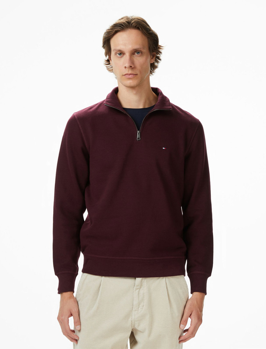 Tommy Hilfiger Essential Fleece 1/4 Erkek Kırmızı Yarım Fermuarlı Sweatshirt Tommy Hilfiger Essential Fleece 1/4 Erkek Kırmızı Yarım Fermuarlı Sweatshirt