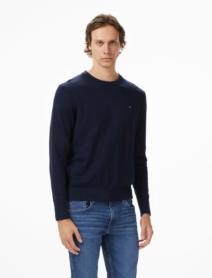 Tommy Hilfiger Pima Crew Neck Erkek Siyah Kazak Tommy Hilfiger Pima Crew Neck Erkek Siyah Kazak