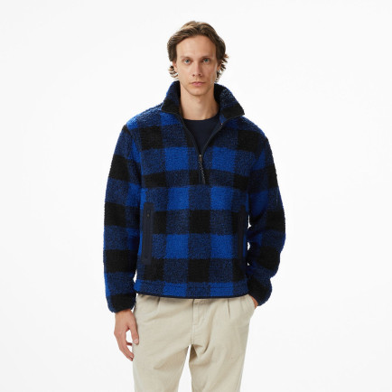 Tommy Hilfiger Teddy Fleece Check Pull Over Erkek Mavi Sweatshirt Tommy Hilfiger Teddy Fleece Check Pull Over Erkek Mavi Sweatshirt