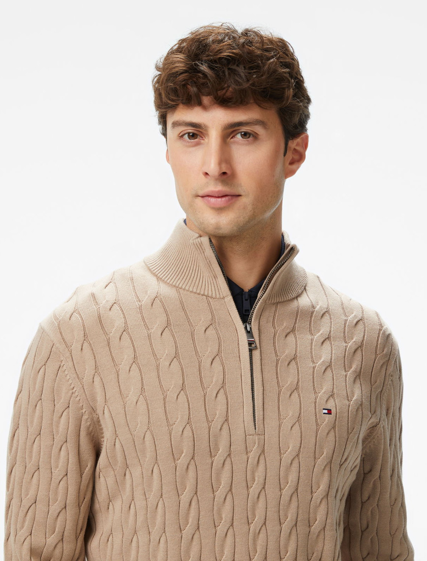 Tommy Hilfiger Classıc Core Essentials Erkek Bej Hırka Tommy Hilfiger Classıc Core Essentials Erkek Bej Hırka