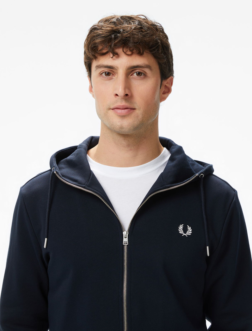 Fred Perry Hooded Zip-Through Erkek Lacivert Sweatshirt Fred Perry Hooded Zip-Through Erkek Lacivert Sweatshirt